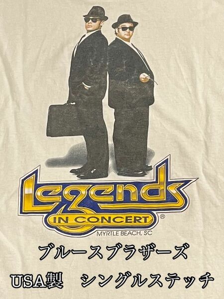 90s ビンテージ　ブルースブラザーズ　シングルステッチ　アメリカ製　L USA 半袖Tシャツ ホワイト 古着　映画　アーカイブ