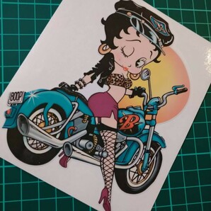 海外アニメ betty ベティー ヴィンテージ レトロ アメリカ バイク オートバイ バイカーガール ステッカー 転写シールの画像3