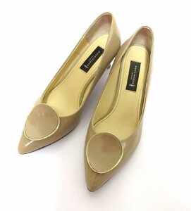 美品 MACKINTOSH LONDON マッキントッシュロンドン 22SS エナメル ポインテッドトゥ モチーフ パンプス 22.5cm ベージュ ◆