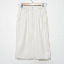 美品 21AW Theory luxe セオリーリュクス NEW SAXONY PERNI STR ストレッチ バックスリット 膝丈 スカート 32 ホワイト ◆_画像2