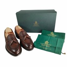 美品 CROCKETT＆JONES クロケット＆ジョーンズ CAVENDISH 3 レザー タッセルローファー 5.5 E 24.5cm相当 箱付き ブラウン J0302_画像10