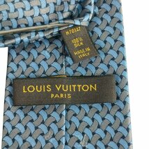 美品 LOUIS VUITTON ルイヴィトン シルク100％ コンステレーションロープ レギュラータイ ネクタイ M701047 グレー×ブルー_画像6