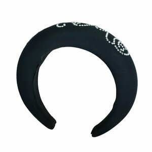 良品 MM6 エムエムシックス Maison Margiela メゾンマルジェラ ラインストーン ロゴ カチューシャ ヘアバンド ヘアアクセサリー ブラック