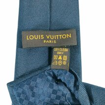 美品 LOUIS VUITTON ルイヴィトン 裏地ダミエ シルク100％ ソリッド レギュラータイ ネクタイ ネイビー×レッド J0303_画像7