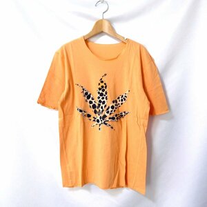 美品 ルシアンペラフィネ レオパード マリファナ カットオフ クルーネック 半袖 Tシャツ カットソー L オレンジ 401 ◆