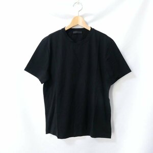 美品 PRADA プラダ クルーネック ストレッチ 半袖 Tシャツ カットソー ユニセックス サイズS ブラック 401 ◆