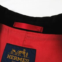 美品 HERMES エルメス ヴィンテージ 金ボタン ベロア切替 シングル ジャケット サイズ40 レッド×ブラック ◆_画像9