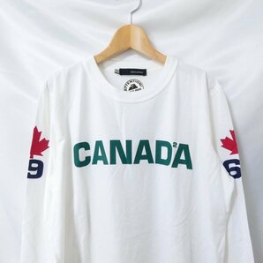 美品 Dsquared2 ディースクエアード CANADA TWINS WINTER05 プリント クルーネック 長袖 Tシャツ カットソー L オフホワイト 401 ◆の画像2