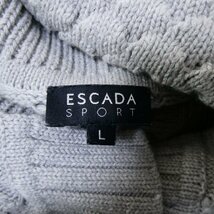 美品 ESCADA SPORT エスカーダスポーツ ワイドカラー ワイドスリーブ ロング丈 ニット カーディガン コート L グレー 401 ◆_画像6