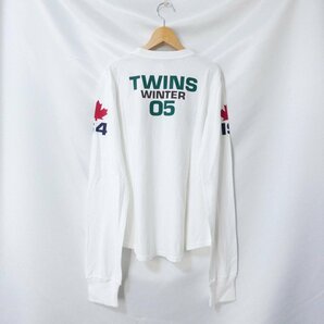 美品 Dsquared2 ディースクエアード CANADA TWINS WINTER05 プリント クルーネック 長袖 Tシャツ カットソー L オフホワイト 401 ◆の画像3