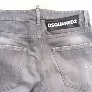 美品 19SS DSQUARED2 ディースクエアード Skinny Dan Jean クラッシュ×ペイント加工 スキニーデニムパンツ ジーンズ 46 グレーの画像4