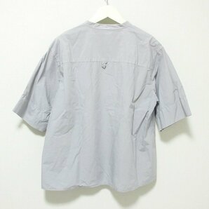 良品 22SS MHL. マーガレットハウエル COTTON RAMIE POPLIN リネンブレンド 半袖 ハーフボタン バンドカラーシャツ ブラウス 2 グレー ◆の画像5