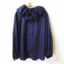 美品 22AW Drawer ドゥロワー 長袖 付け襟リボン ブラウス シャツ 6511-299-1048 サイズ36 パープル ◆_画像1