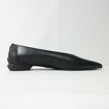 美品 SHISEI シーセイ Pointed U Pumps レザー ポインテッドトゥ パンプス フラットシューズ 37 23.5cm相当 ブラック ◆_画像4