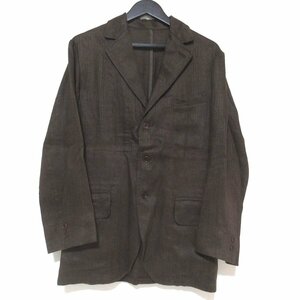  beautiful goods ANATOMICA hole Tomica herringbone 3B single linen tailored jacket 46 S size Brown 