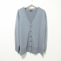 美品 23AW PLST プラステ 長袖 Vネック ニット リラックスカーディガン オーバーサイズ S グレー 042 ◆_画像1