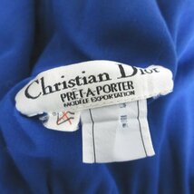 美品 Christian Dior クリスチャンディオール ヴィンテージ フルーツ柄 半袖 フリル カシュクール ワンピース 9号 ブルー ◆_画像8