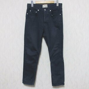 良品 Acne Studios アクネストゥディオズ TOWN DYED BLUE コットン ボタンフライ ロング パンツ 29/32 ネイビー ◆