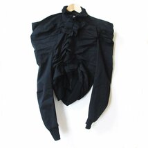 美品 Yohji Yamamoto ヨウジヤマモト フリルデザイン ジップブルゾン アシンメトリージャケット ブラック ◆_画像1