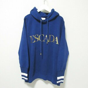 美品 ESCADA エスカーダスポーツ ロゴ 裏起毛 プルオーバー スウェットパーカー オーバーサイズ M ブルー 042 ◆