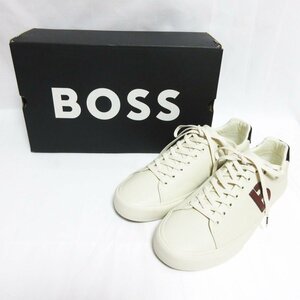 未使用 BOSS ボス Bロゴディテール レザー ローカットスニーカー 50474728 サイズ40 約25cm ベージュ ◆