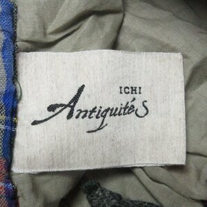 美品 ICHI Antiquites イチアンティークス リネン100％ タータンチェック柄 ロング丈 フレアスカート イージースカート F マルチカラー ◆の画像7