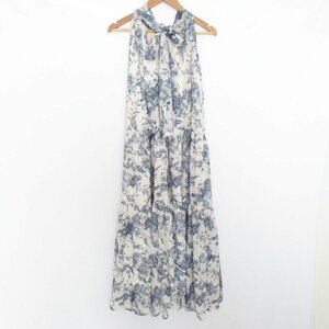 未使用 Estella.K エステラケー Positano Belted long Dress 花柄 ホルターネック マキシ丈 ワンピース ドレス F ホワイト×ネイビー