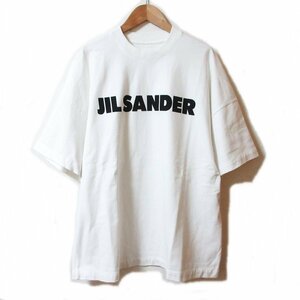 美品 JIL SANDER ジルサンダー ロゴプリント 半袖 Tシャツ カットソー オーバーサイズ S ホワイト ◆