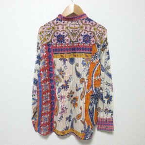 美品 21SS Desigual デジグアル BOHO ペイズリー柄 エスニック柄 総柄 長袖 バンドカラー シャツ ブラウス Mサイズ マルチカラー ◆の画像2