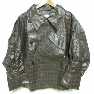 美品 20AW HENRIK VIBSKOV ヘンリックヴィブスコフ チェック柄 コーティング ダブルジャケット S マルチカラー ◆