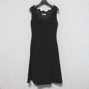 美品 MOSCHINO モスキーノ リボン ノースリーブ ワンピース ドレス 40 ブラック ◆