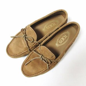  as good as new TOD'S Tod's suede gomi-ni moccasin driving shoes size 35 1/2 approximately 22.5cm beige *