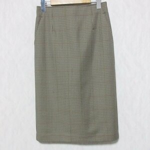 美品 21AW 23区 ニジュウサンク グレンチェック柄 ひざ丈 タイトスカート 38 ベージュ マルチカラー ◆