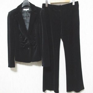 美品 m's select エムズセレクト ベロア ジャケット×パンツ スーツ セットアップ 38 ブラック ◆