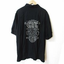 美品 23AW CELINE セリーヌ エディ期 LIMITED EDITION WILTERN THEATER ロゴ刺繍 半袖 ハワイアンシャツ 2C21A852C サイズ42 ブラック ◆_画像1