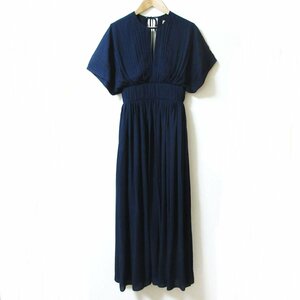  beautiful goods BOSS Boss Drizzie short sleeves maxi height pleat One-piece slim Fit dress size 36 navy *