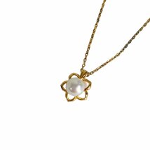 良品 MIKIMOTO ミキモト 925 フラワー パール 真珠 チェーン ペンダント ネックレス アクセサリー ゴールド J1102_画像2