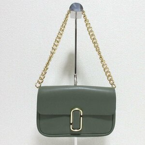 美品 Marc Jacobs マークジェイコブス レザー チェーン 2WAY THE Jマーク ハンドバッグ ショルダーバッグ グリーン×ゴールド ◆