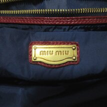 美品 miu miu ミュウミュウ パテントレザー キルティング 2way ボストンバッグ ハンドバッグ ショルダーバッグ レッド ◆_画像4