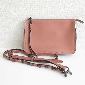 美品 COACH コーチ レザー ソーホー フラワーモチーフ クロスボディ ショルダーバッグ 21037 ピンク ◆