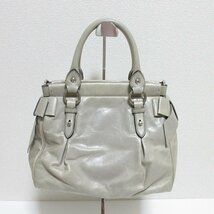 美品 MIU MIU ミュウミュウ レザー 2WAY サイドリボン ショルダーバッグ ハンドバッグ グレー系 ◆_画像2