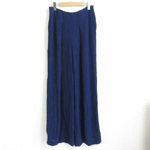 未使用 ROLAND MOURET ローランムレ NITRA TROUSER シルクブレンド しわ加工 ワイドレッグパンツ UK8 ロイヤルブルー