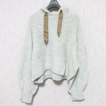 新品同様 BRUNELLO CUCINELLI ブルネロクチネリ シルク×カシミヤブレンド プルオーバー クロップド ニットパーカー Ｓ グレー ◆_画像1