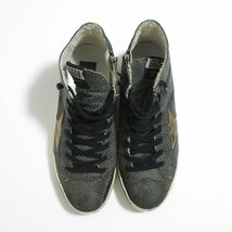 美品 GOLDEN GOOSE ゴールデングース FRANCY レザー ダメージ加工 ハイカット スニーカー 39 24.5cm相当 グリーン×ブラック ◆_画像3