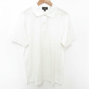 美品 dunhill ダンヒル ワンポイント ロゴ刺繍 ハーフボタン 半袖 ポロシャツ カットソー サイズL ホワイト系