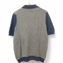 美品 Settefili Cashmere セッテフィーリカシミア 半袖 リネン×コットン スキッパー ニット ポロシャツ カットソー XS ネイビー系_画像2