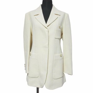  as good as new 20AW GUCCI Gucci wool 100% GG button ratio wing long bell tedo jacket coat 619253 42 ivory *