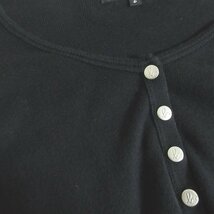 美品 agnes b. アニエスベー J155 CARDIGAN コットンニットカーディガンプレッション ロゴシルバーボタン 2 ブラック ◆_画像3