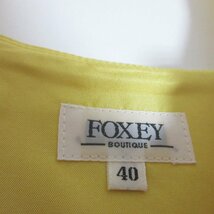 美品 FOXEY フォクシー シルク100％ パニエ付き ビッグリボンベルト ひざ丈 フレア ノースリーブワンピース 40 イエロー ◆_画像7