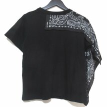 美品 22SS Sacai サカイ Bandana print T-shirt ペイズリー柄 バンダナ ドッキング 半袖 Tシャツ 22-05935 2サイズ ブラック_画像2